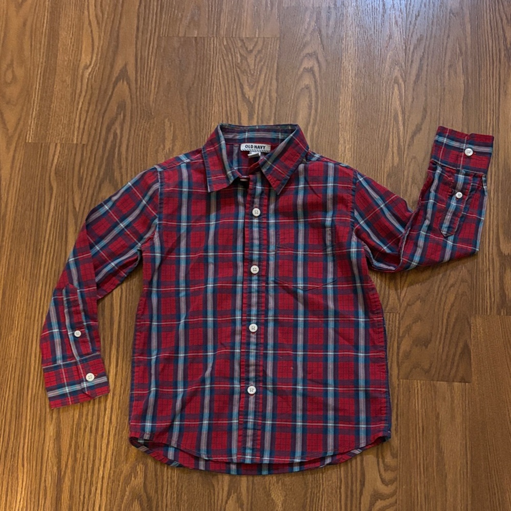 Old Navy Red and Blue Plaid Kids Shirt